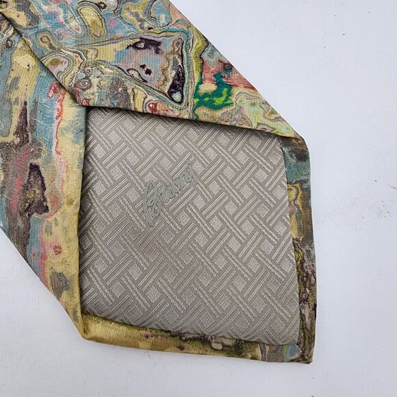 Brioni 100% Silk Tie Abstract Pastels - Picture 6 of 6